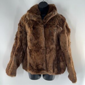 Vintage 1970/1980s Era Rabbit Fur Elegant Women's Brown Teddy Jacket-Size L